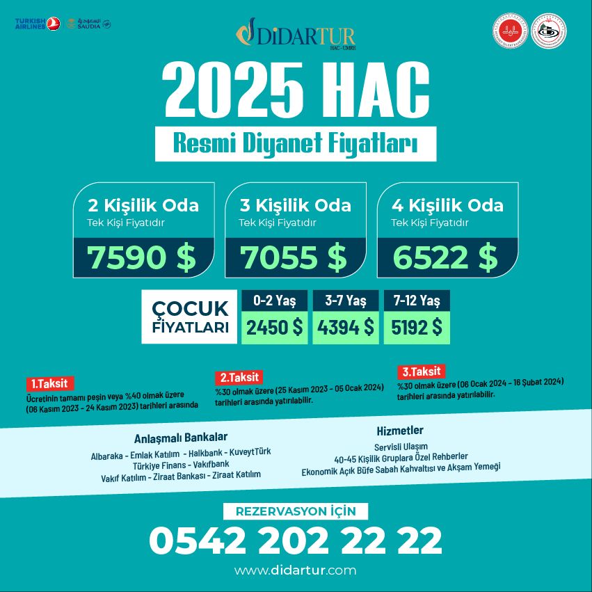 2025 yılı resmi hac fiyatları bilgileri