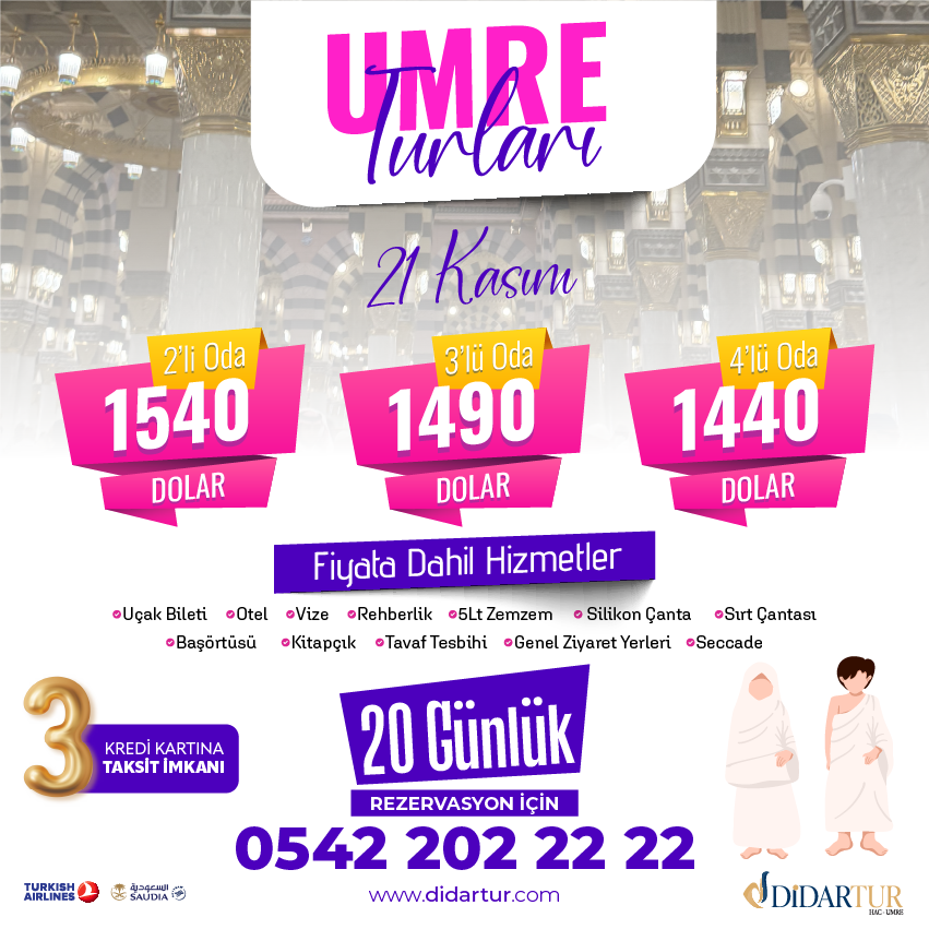 umre fiyatlari-umre kaç para-20 günlük umre fiyatı