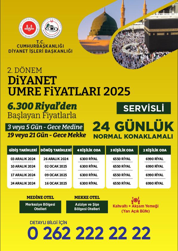 Bursa Diyanet umre fiyatları 2025 - Umreye gitmek kaç para - Diyanet umre fiyatları Konya