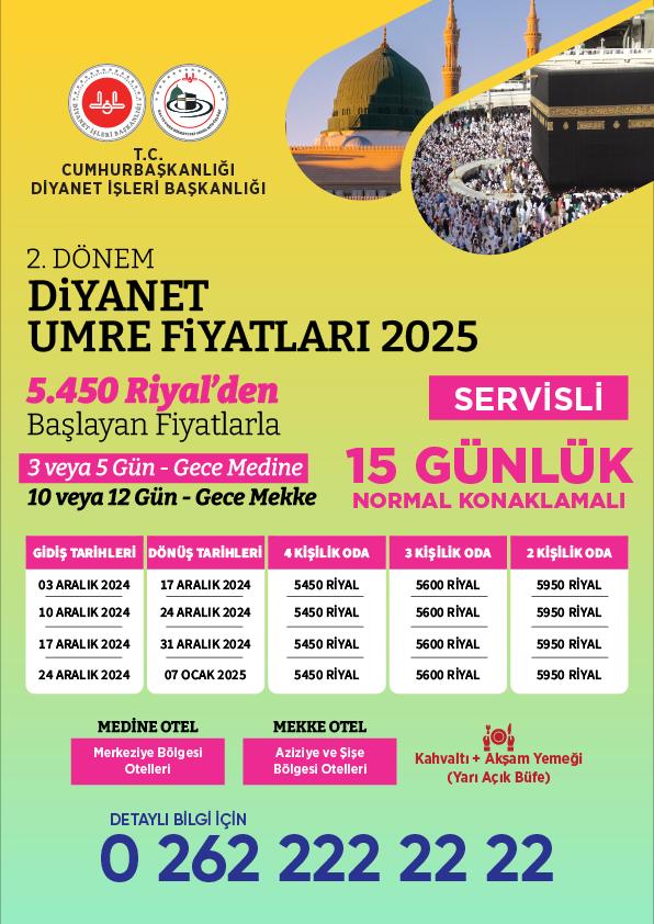 Diyanet umre fiyatları 2025 1. dönem - 2 kişilik umre fiyatları - Umre kaç TL